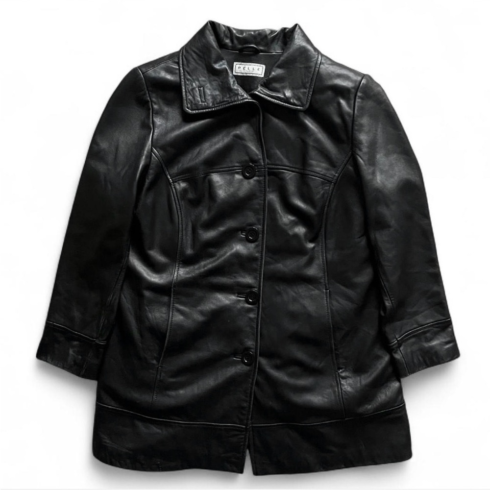 Pelle studio leather button coat jacket long sleeve